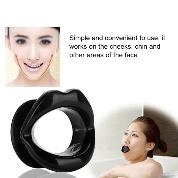 Silikon Ansiktslyftande Läpptränare Mun Muskelstramning Tightening Anti Wrinkle Tool Svart