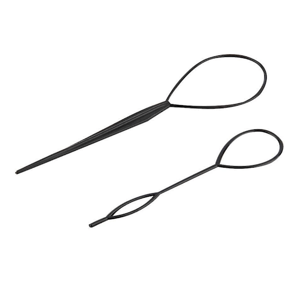 Hair Tail Tools - Svart Fransk Fletteverktøy Loop for Hårstyling - 2 stk