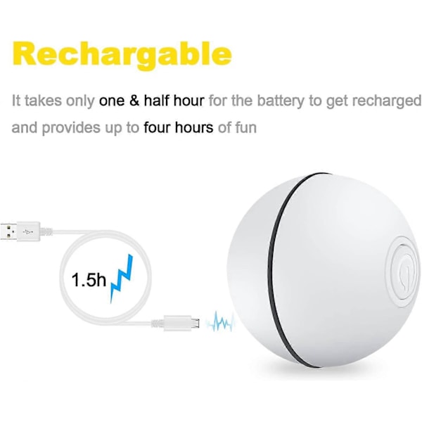 Smart Interaktiv Kattleksak - Nyaste Versionen 360 Graders Självroterande Boll, USB Uppladdningsbar Wicked Ball, Inbyggd Snurrande LED-lampa, Stimulerar Jakt