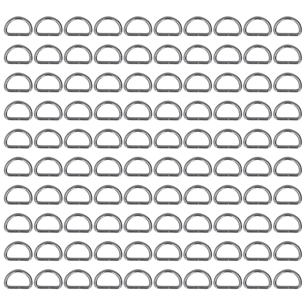 100 stk D-ringer i slitesterkt, holdbart, blankt metall med bredt bruksområde, falmebestandig, enkel montering, grå