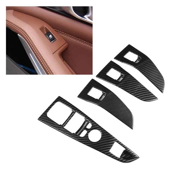4 stk. ABS Vindusheisbryter Ramme Deksel Trim Dekor Passer for X5 X7 2019 (Karbonfiber)