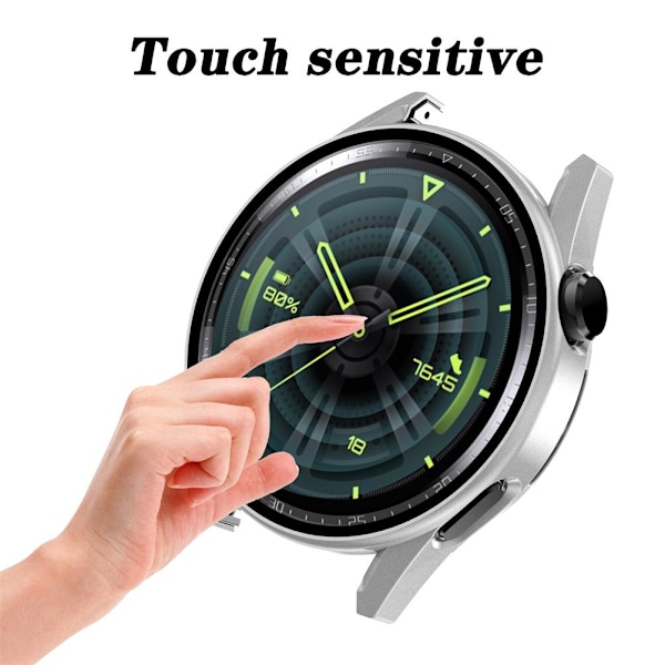 Smartwatch Full Cover Case med herdet glassfilm Smartwatch skjermbeskytter Case for GT3 46mm Sølv