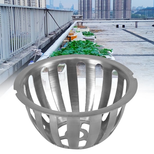 2 stk. rustfrit afløbsrist i rustfrit stål til tag og balkon (100 mm)