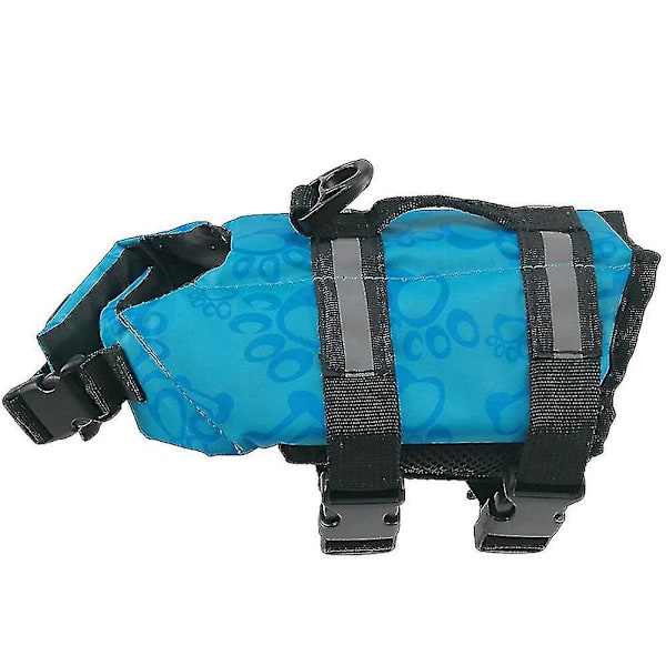 Justerbar reflex hund flytväst för säker simning 2XL Blå Palm