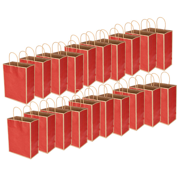 20 stk Kraftpapirpose Gjenbrukbar miljøvennlig pose for klesgaver 21 x 11 x 27,5 cm (mørk rød)
