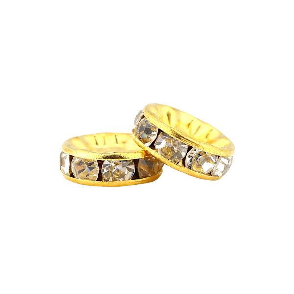 100 stk/sett Legering rhinestone løs sjarm spacer perle for smykker å lage (gull 8 mm)