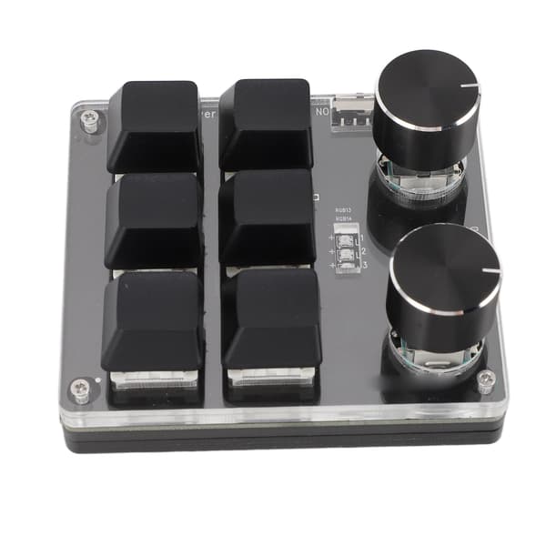 USB Mini 6-tasters tastatur med 2 knapper, rød kontakt, programmerbart brugerdefineret mini-makro-tastatur til spil