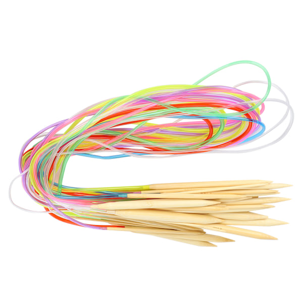 18 st rundstickor dubbelspets bambu färg flexibel röranslutning stickningsverktyg set (100 cm)