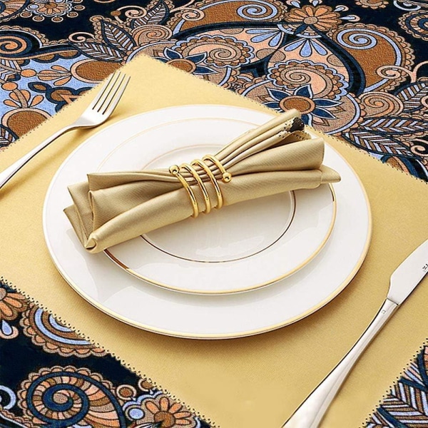 Sæt med 6 guldservietringe - elegante servietholderløkker til borddekoration, bryllup, middag, fest - 4 mm tyk
