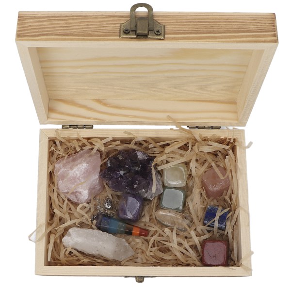 Healing Crystals Kit Pendel anheng Ametyst Rose Quartz Chakra Stones Sett med oppbevaringsboks