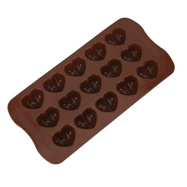 Silikone chokoladeform 15 huller hjerteform DIY chokoladefremstillingsform bageudstyr rød