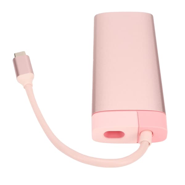 6-i-1 Dockningsstation Typ C till PD 3USB3.0 High Definition Multimedia Interface RJ45 Expansionsdocka Rosa