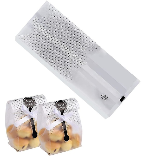 100 stk. Cookieposer Gennemsigtige Plastikposer Slikposer Gaveposer til Mini Loaf, Bundt Kage, Varm Kakao