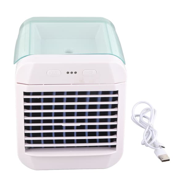 Bærbar Aircondition Mini Køleventilator Luftkøler 3 Vindhastigheder Skrivebords USB-drevet Luftfugter Natlys Ventilator Blå