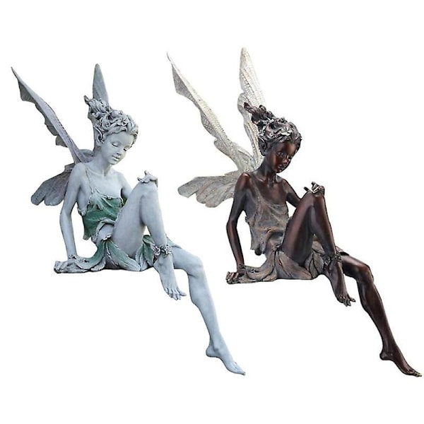 1 stk Siddende Fe Have Statue, Sød Harpiks Siddende Fe Have Ornament, til Have Dekoration, 5*15cm