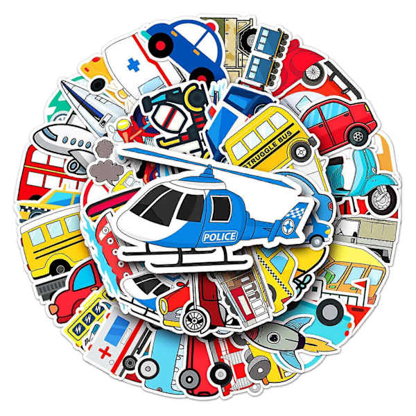 50 Ark Transport Tegneserie Koffert Klistremerker Vanntette Graffiti Klistremerker Tegneserie Dekorasjon for Sparkesykkel Datamaskin Nettbrett