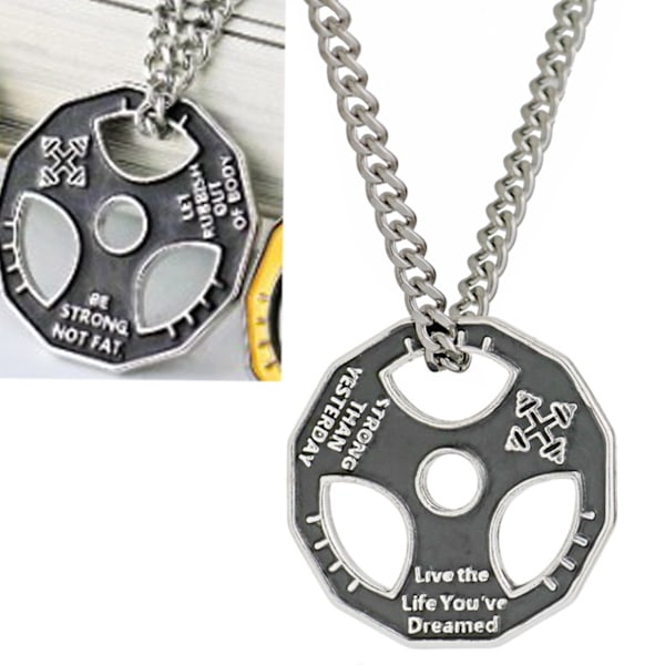 Men Alloy Pendant Necklace Steering Wheel Disc Chain Dumbbell Pattern Gift Accessories