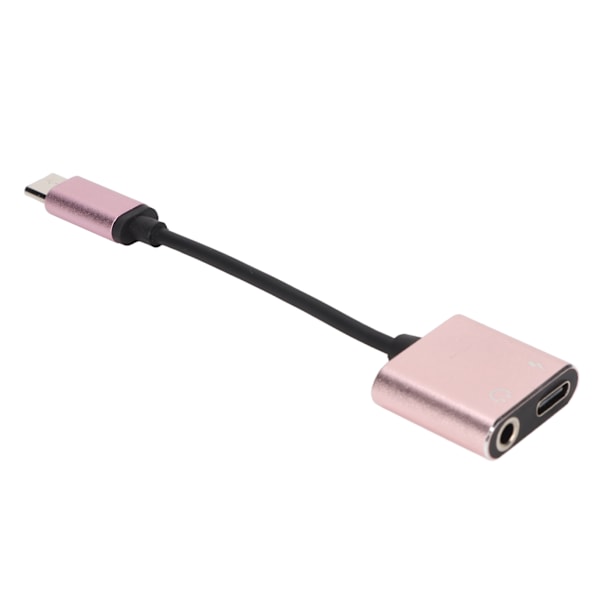 2 in 1 -kuulokeadapteri Type C - 3,5 mm:n porttiin, latausportti, minikokoinen kannettava kuulokeadapteri, vaaleanpunainen