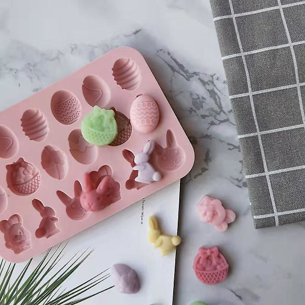 18 Huls Påske Silikonform Æg Kanin Kurv Form til DIY Chokolade Slik Gele