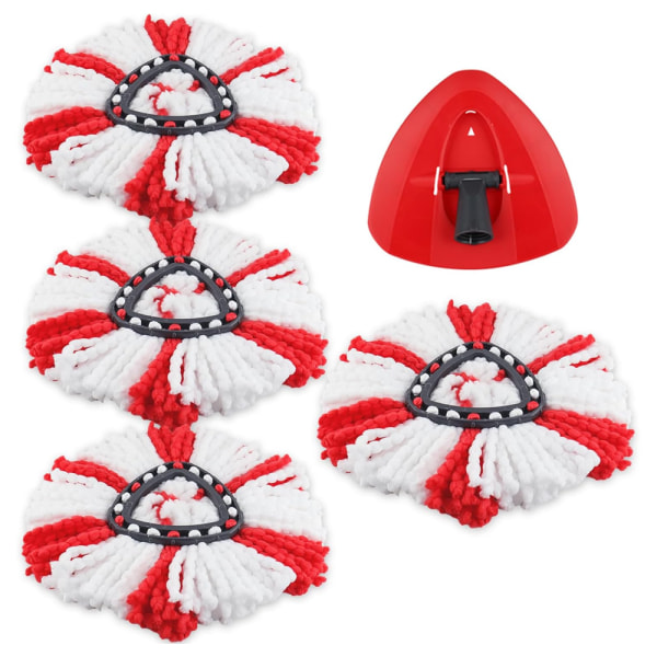 5 erstatningsmoppehoveder til Vileda Turbo EasyWring & Clean - inkluderer 1 rød moppebase - rensehoved til EasyWring&Clean