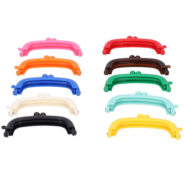 10 stk. pungramme i halvcirkelform i slikfarvet buet plast til DIY-tasker, 8,5 cm