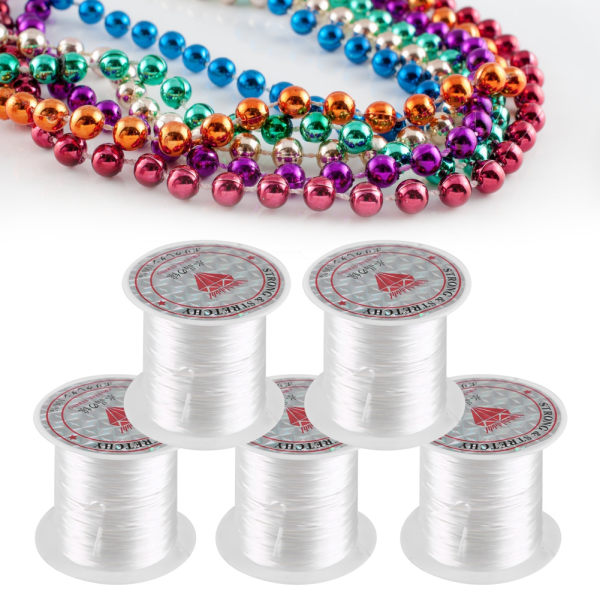 5 ruller Crystal Line Perler String Wire Smykkemateriale Elastisk tråd for smykker DIY (hvit)