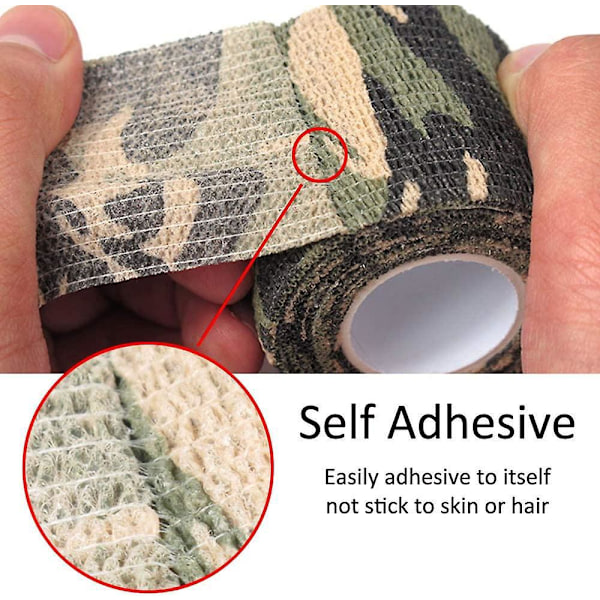 10 Stykker Camouflagetape Selvklæbende Bandager Udendørs Elastisk Stof Beskyttende Camouflage Tape til Militær Jagt