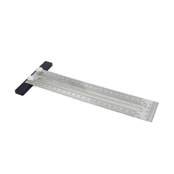 Precisionsmarkerings T-linjal, T-vinkel Woodpecker Tools 20 cm, Rostfritt stål Typ Hålmall Ritsmått