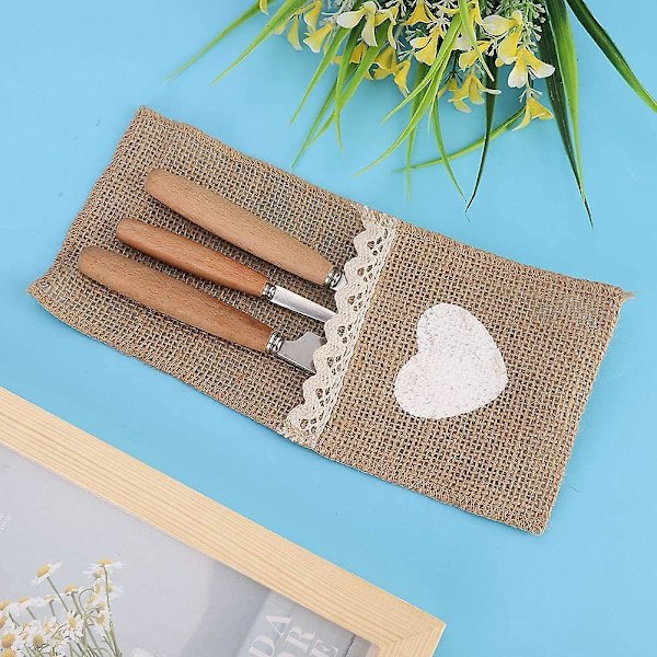 Naturlige Burlap Lace Serviet Holdere - Sæt med 10, Perfekt til Bryllupsbordsdekorationer