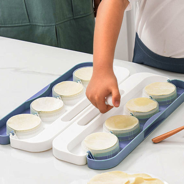 Kompakt PP-dejskærer til dumplings, der sparer plads, ergonomisk håndtag, manuel dejskærer til dumplings til køkkenet, blå