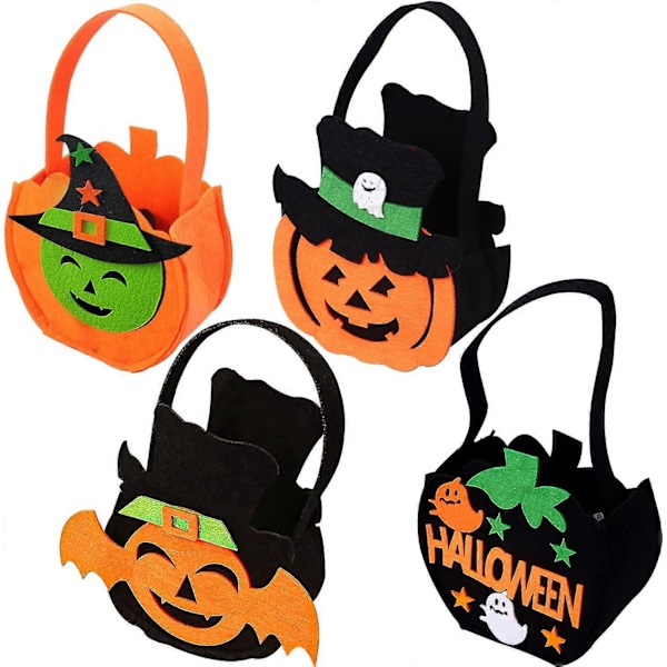 4 stk. Halloween slikpose, Børns Halloween Græskar Slikkurv, Halloween Græskar Spøgelse Heks, Børnegaver