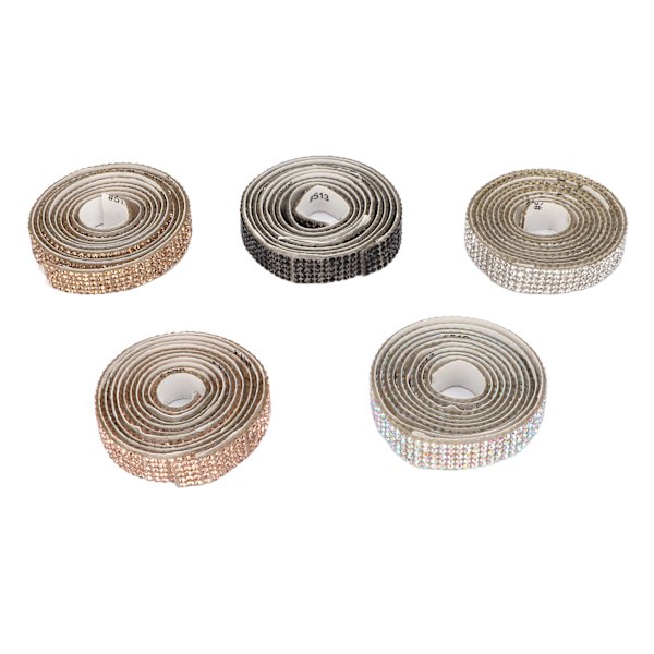 5 st självhäftande strassband 5 yards totalt 1 cm bredd klippbar DIY strassband för skor fotoramar