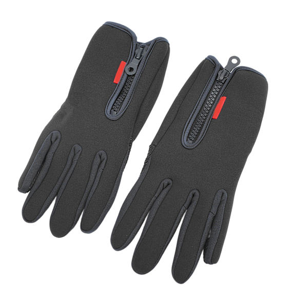 1 par vinter touchscreen-hansker i fleece, termiske, vindtette med glidelås for menn og kvinner, løping, sykling, ski, svart, M