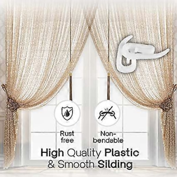 100 stk. Gardinkroge Plast Hvid Pakke med 120 2,8 cm x 1,2 cm Premium & Kraftige Draperingskroge - Ideel til Vinduer, Døre & Bruseforhæng - Passer