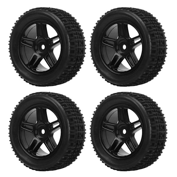 4 kpl RC-renkaita 12 mm:n vannekehiä ja kumirenkaita sarja Vaihtorengassarja ja pyöräsarja 1/16 RC-autoon Musta