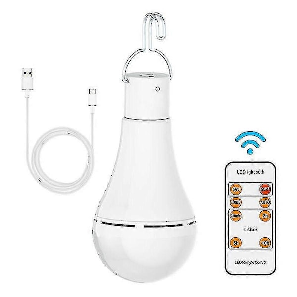 USB Uppladdningsbar Lampa Med Fjärrkontroll, 7W LED Batterilampor, E27 Touch Dimbar Lampa Med Timerfunktion, Utomhus Camping Nödsituationer