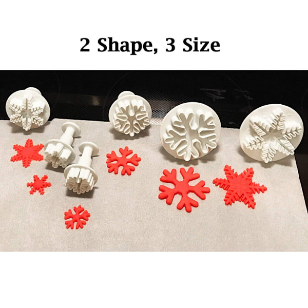 6 st/set livsmedelskvalitet plast snöflinga fondant kakplunger skärare formar DIY präglingsverktyg för bakning