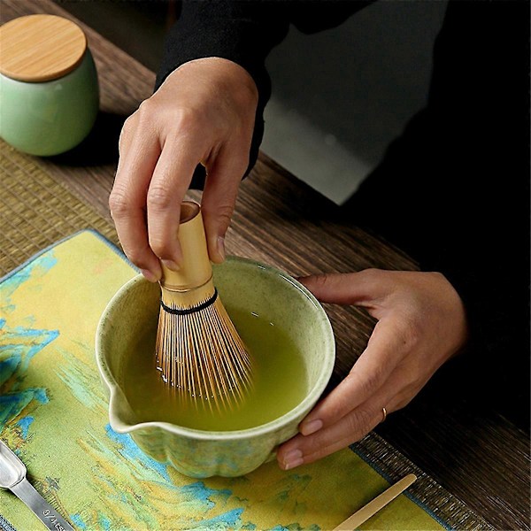 Matcha-bolle med tut og visp, 4-delt perfekt matcha-sett for seremoni