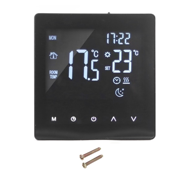 Digital Thermostat LCD Display Programmable Smart Touch Screen Floor Water Heating Boiler Controller Black AC90‑240V K2MRH3A