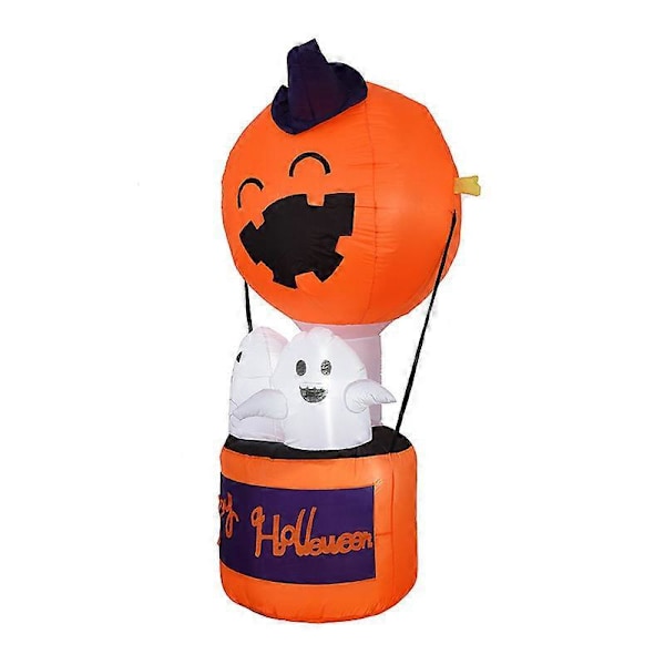 1,8 m Halloween puhallettava ulkokoriste valkoinen aave kuumailmapallo, puhallettava pihakoriste sisäänrakennetuilla LED-valoilla loma-/juhla-/piha-/puutarhakäyttöön, Hallo