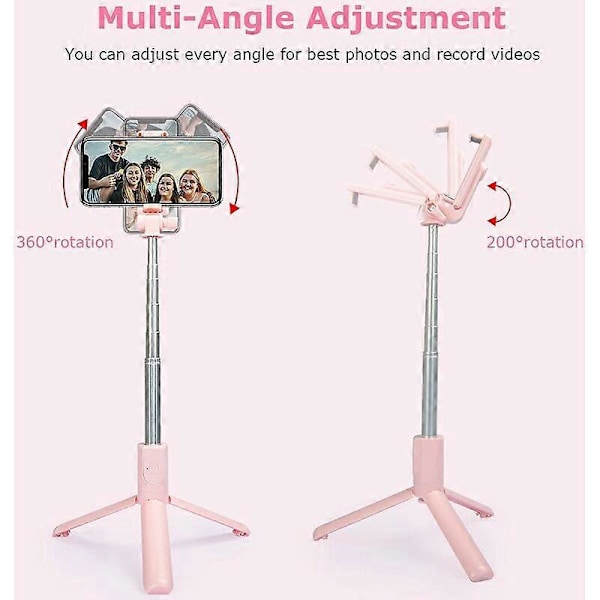 Selfie Stick, Utdragbar Selfie Stick med Trådlös Fjärrkontroll, Tripod Telefonhållare för Direktvideoinspelning Kompatibel med iPhone 13 Pro Max/12 Pro Ma
