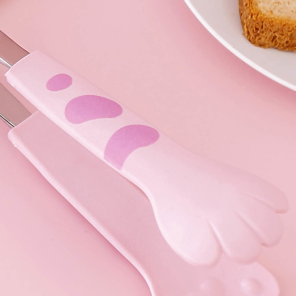 Kök Matlagningstång Söt katt Tafsform Rostfritt stål Liten sallad Grillmat Tong Rosa M