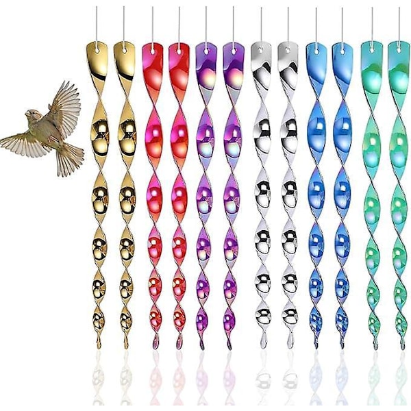 Fugleafviser, 12 Stykker 30cm Dueafviser 360 Graders Fugleskræmmer Spiral Reflekterende Afvisere, Have Dekoration Altan Anti Fugle til Grøntsager