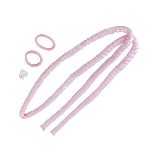 Pink Heatless Curling Sæt Hårstang Højkomfort Stof Pandebånd Clips DIY Curls Roller til at sove