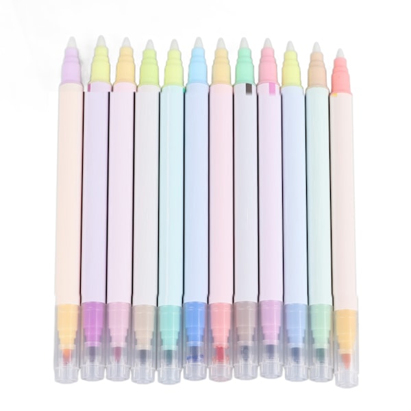 Dobbeltsidig highlighter i levende farger, lett dobbeltspisset highlighter, fluorescerende markeringspenn for studenter