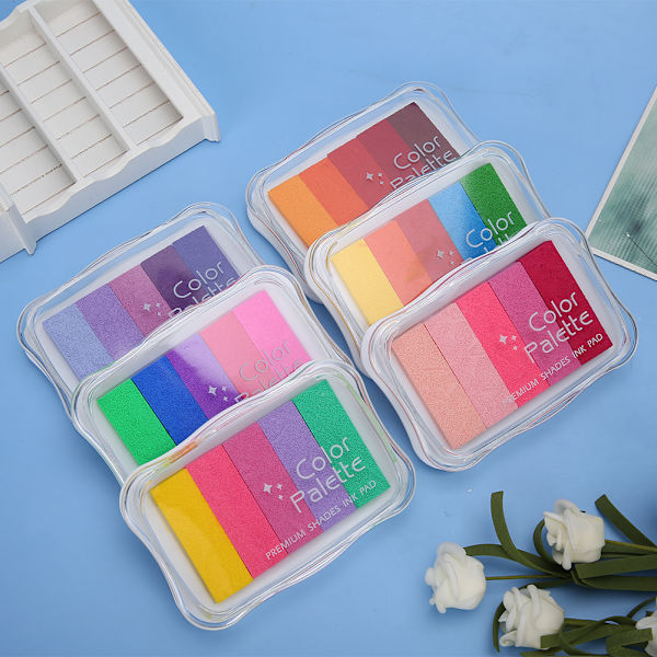 6st Gradient Bläckdyna Giftfri Handtrycksstämpeldyna DIY Handbok Stämpel Bläckdyna
