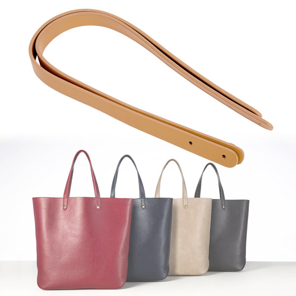 2 st handväskor handrem i split läder DIY handgjorda handväskor delar med 8 set ljusguld nitar set (beige)