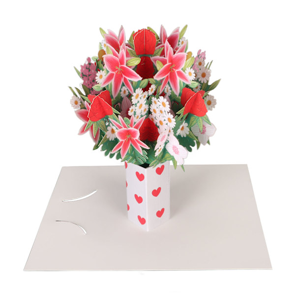 Paper Flower Bouquet Card Handcraft Beautifully Engraved Folded Repeatedly 3D Greeting Cards for Valentines Day