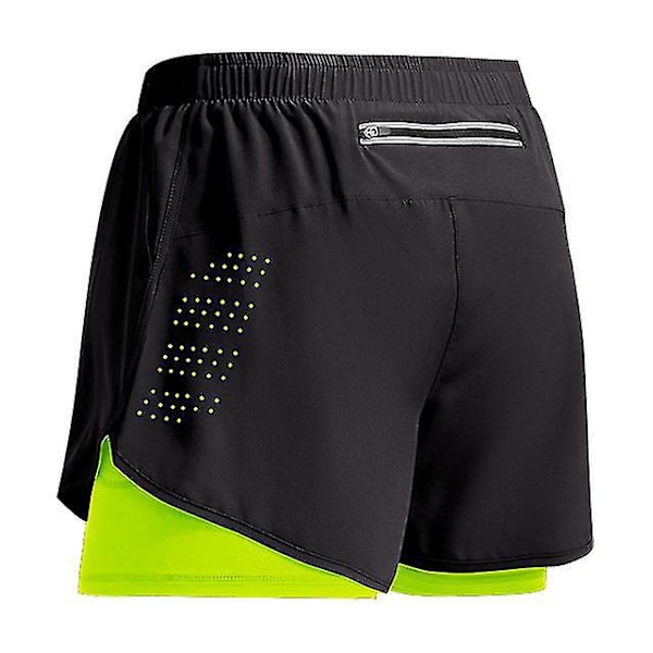 Sport Shorts Män - Dubbeldäckade Träningsshorts för Sommar - 2 i 1 Strand Homme Kläder - Jogging Gym Löpningsshorts Z XXL Fluorescerande Grön