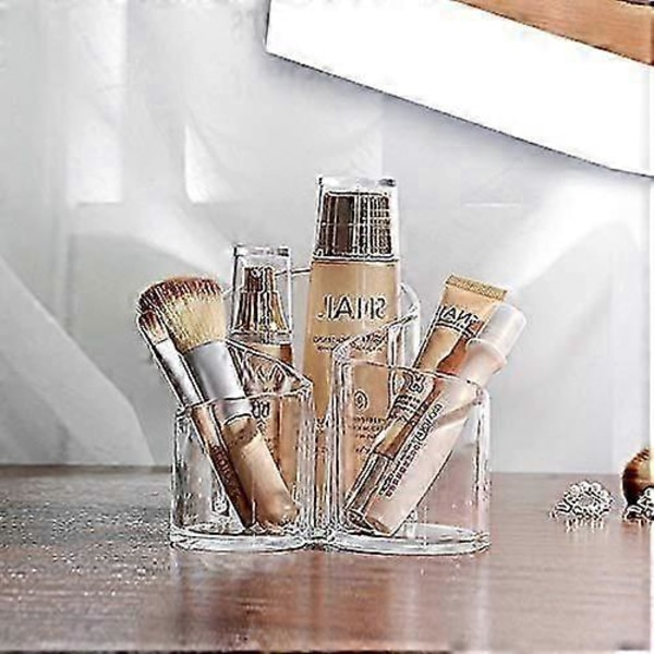 Stor Bølget 3-rums Akryl Makeup Børsteholder Organizer til Kosmetik Børster Opbevaringsløsning_SZXM